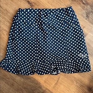 Tzu Tzu Polka Dot Mini Skort in Navy and White